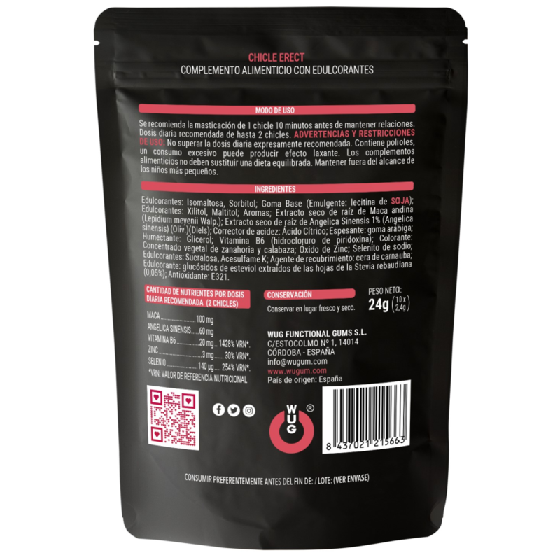 WUG SEX SENSE - ERECT ERECTION ENHANCING GUM 10 UNITS
