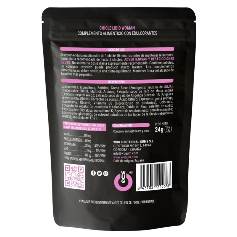 WUG SEX SENSE - LIBID WOMAN CHEWING GUM 10 UNITS