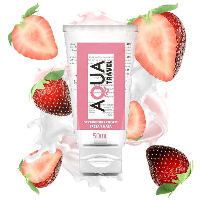AQUA TRAVEL - WATER-BASED LUBRICANT STRAWBERRY AND CREAM FLAVOR - 50 ML