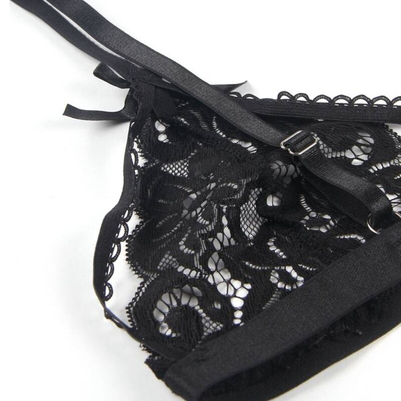 SUBBLIME - 3-PIECE SET BRA + GARTER BELT + THONG S/M