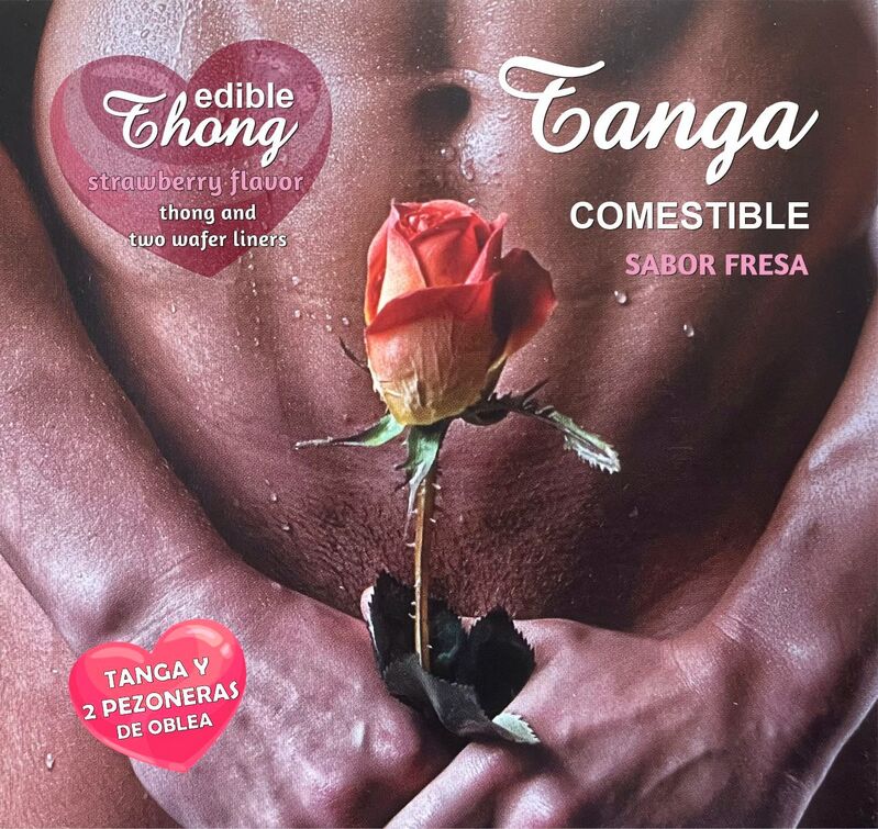 HOTFLOWERS - THONG + 2 STRAWBERRY WAFER NIPPLES FOR MEN /es/pt/en/fr/it/