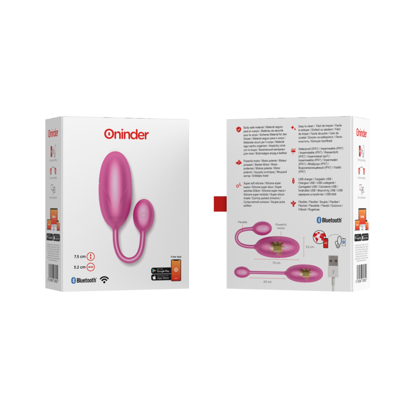 ONINDER - TOKYO PINK VIBRATING EGG 7.5 X 3.2 CM - FREE APP