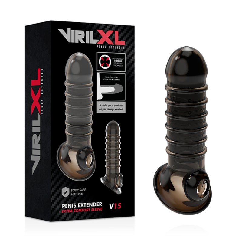 VIRILXL - V15 BLACK PENIS EXTENSION AND SLEEVE