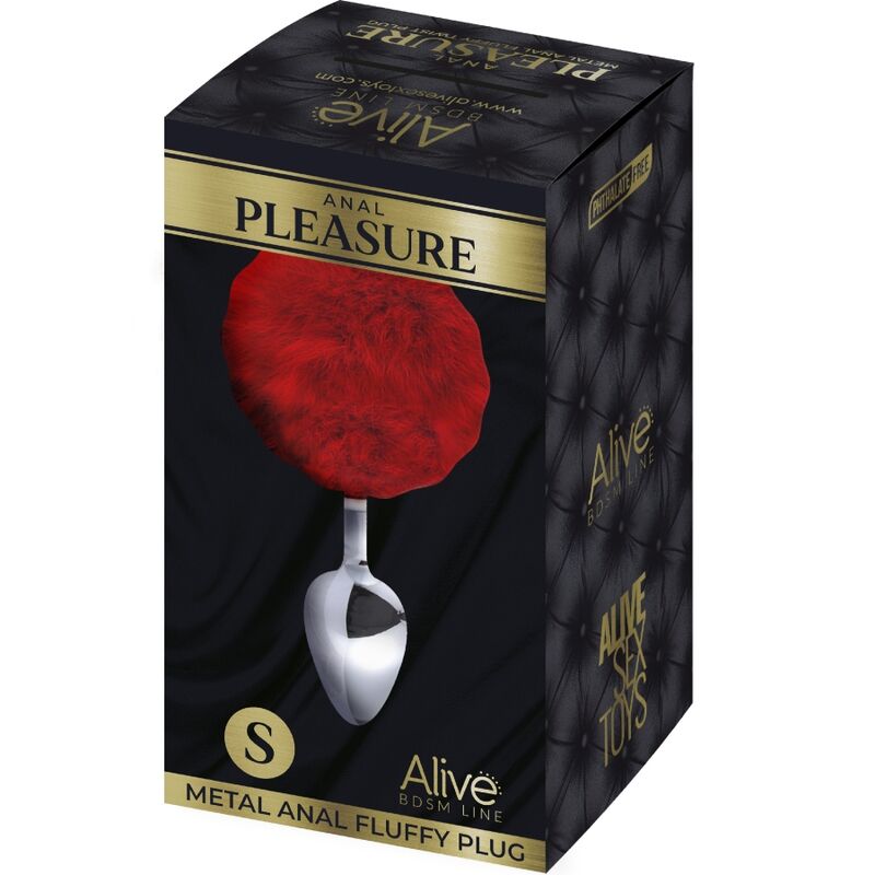 ALIVE - ANAL PLEASURE PLUG SMOOTH METAL RED POMPOM SIZE S