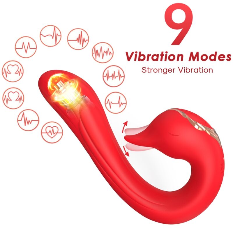 ARMONY - MULTI-POSITION VIBRATING DOLPHIN &amp; HEAT EFFECT RED