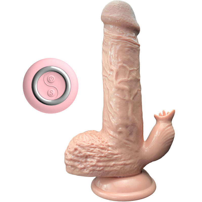 ARMONY - REALISTIC VIBRATING &amp; THRUSTING DILDO WITH STIMULATING TONGUE 19 CM
