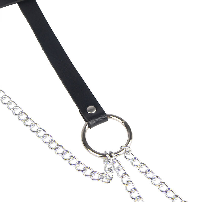 SUBBLIME - BLACK LEATHER RING CHAIN ​​BELT ONE SIZE