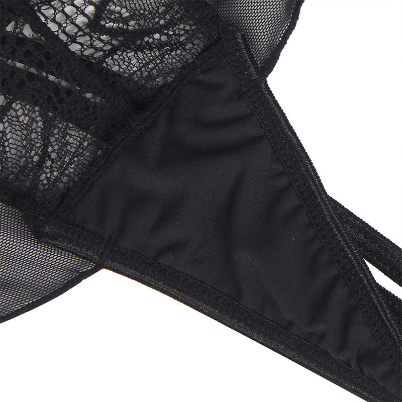 SUBBLIME - HALTER NECK TEDDY WITH OPEN BACK IN BLACK LACE S/M