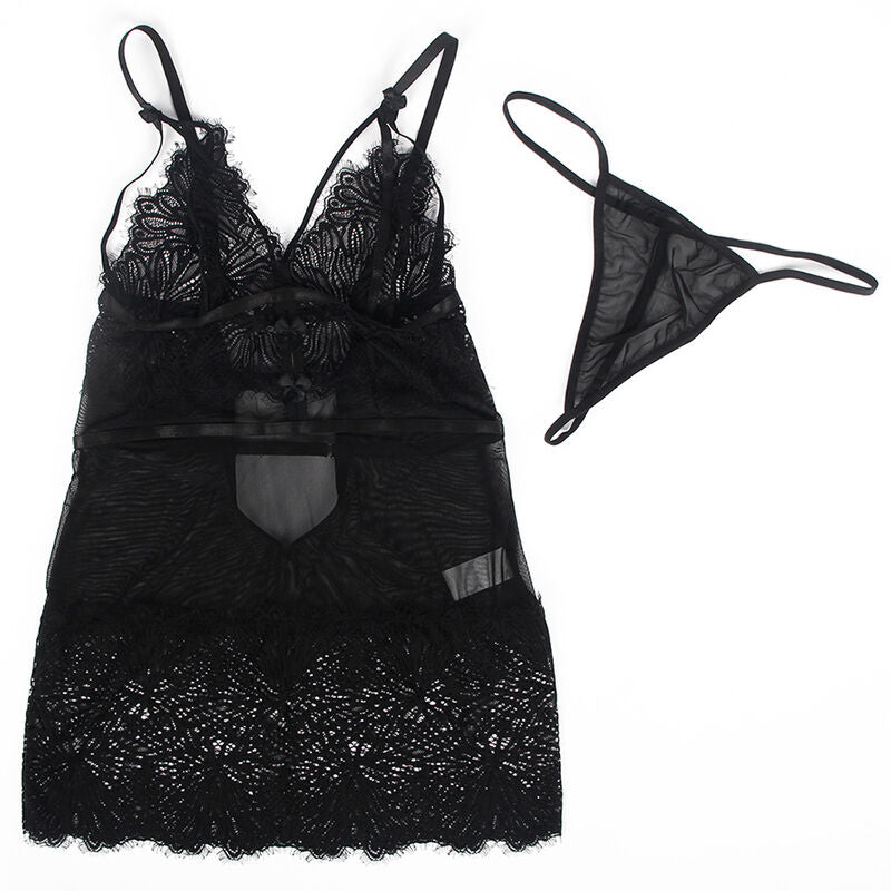 SUBBLIME - BLACK LACE BABYDOLL WITH ADJUSTABLE STRAPS S/M