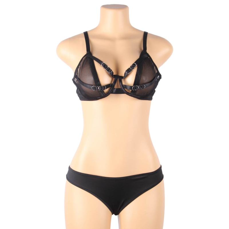 SUBBLIME - TWO-PIECE SHEER AND STRAPS BRA SET S/M