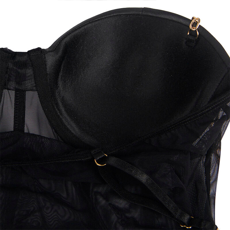 SUBBLIME - BLACK CHAIN ​​STRAP BODYSUIT S/M