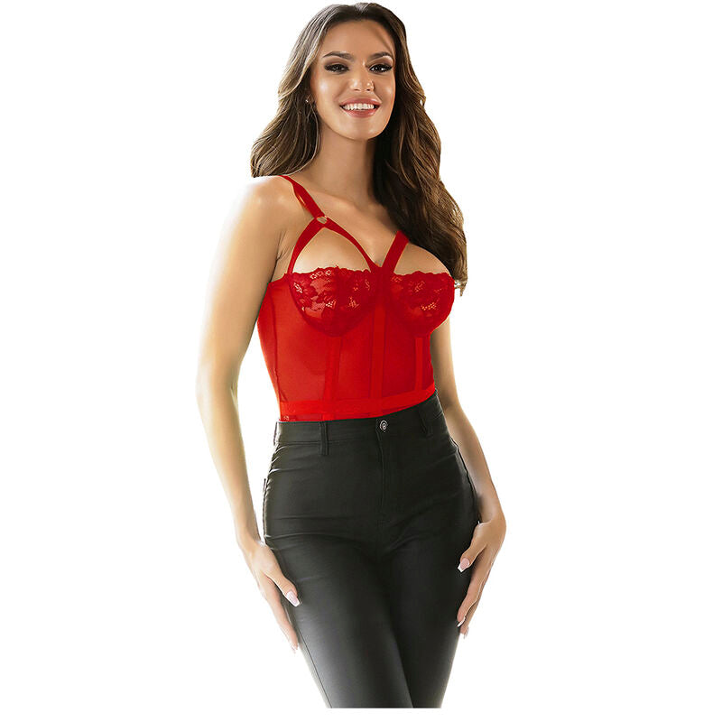 SUBBLIME - TEDDY WITH GARTER BELT AND STRAP DETAIL ON THE RED CHEST S/M