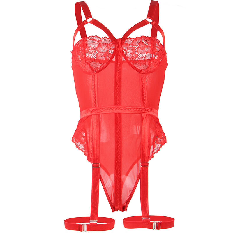 SUBBLIME - TEDDY WITH GARTER BELT AND STRAP DETAIL ON THE RED CHEST S/M