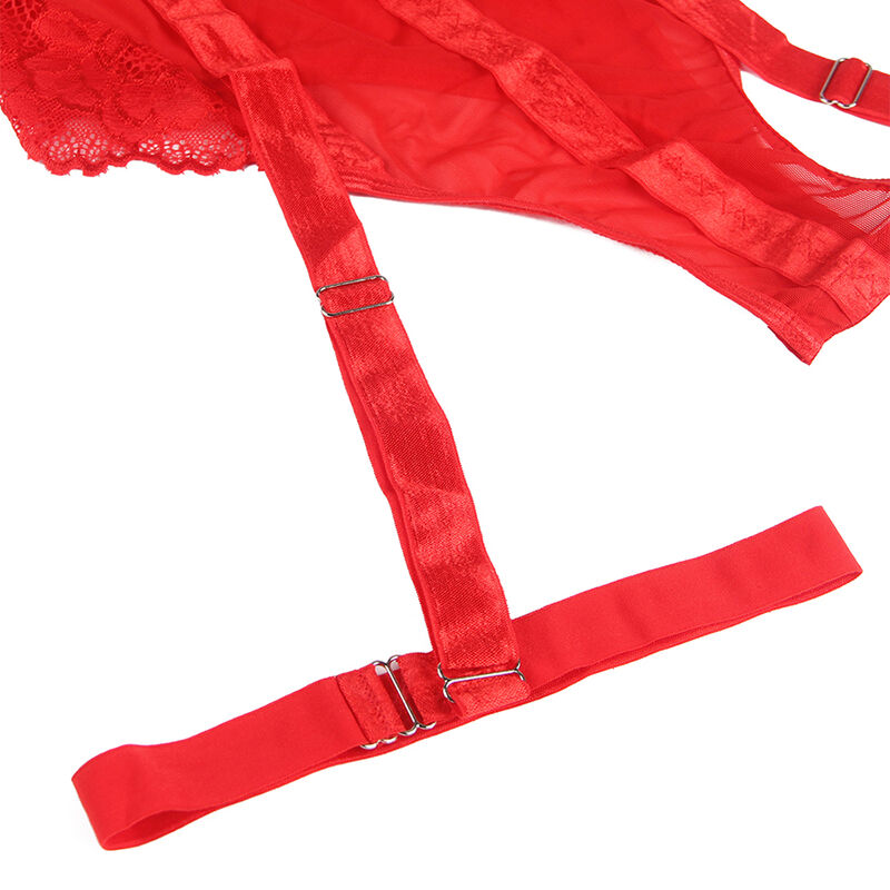 SUBBLIME - TEDDY WITH GARTER BELT AND STRAP DETAIL ON THE RED CHEST S/M
