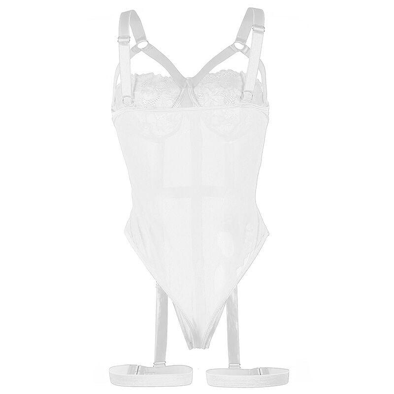 SUBBLIME - TEDDY WITH GARTER BELT AND STRAPS DETAIL ON THE CHEST, WHITE, S/M