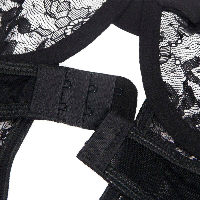 SUBBLIME - TEDDY WITH GARTER, LACE AND STRAPS DETAIL, BLACK S/M