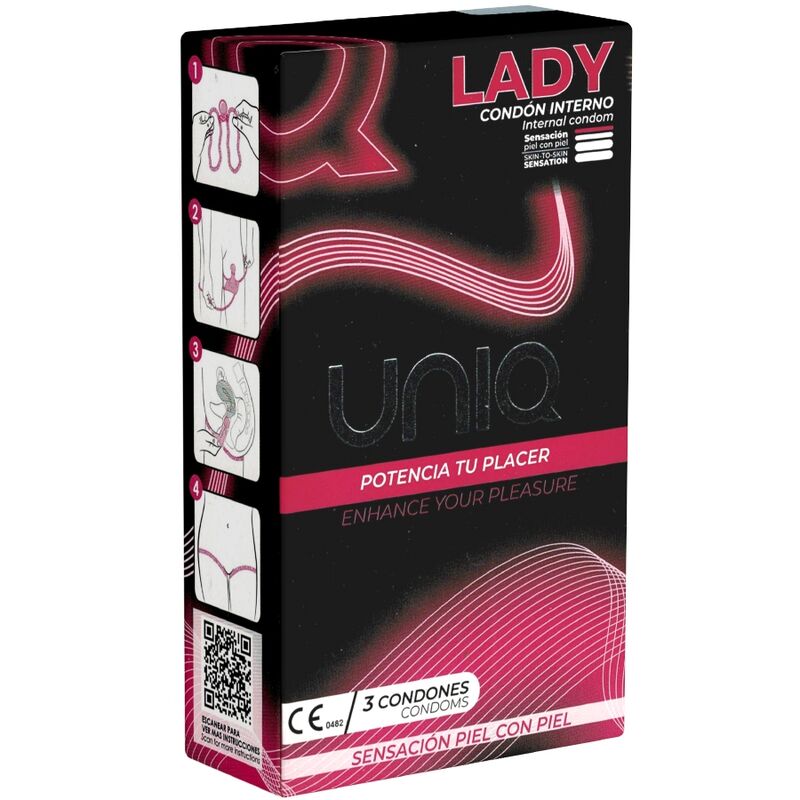 UNIQ - LADY CONDOM LATEX-FREE FEMALE CONDOMS WITH GARTER BELT 3 UNITS