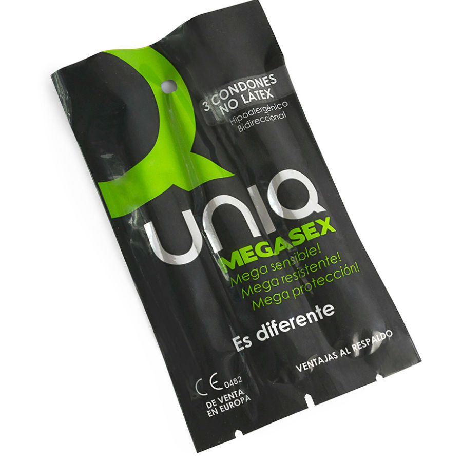 UNIQ - MEGASEX SENSITIVE CONDOMS WITH GARTER BELT LATEX-FREE 3 UNITS