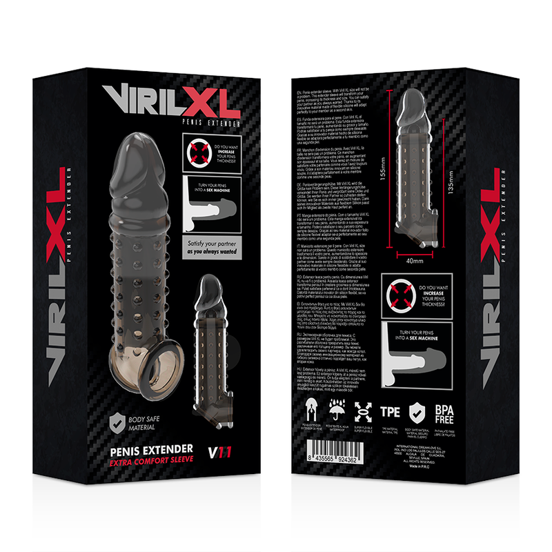 VIRILXL - V11 PENIS EXTENSION AND SLEEVE BLACK
