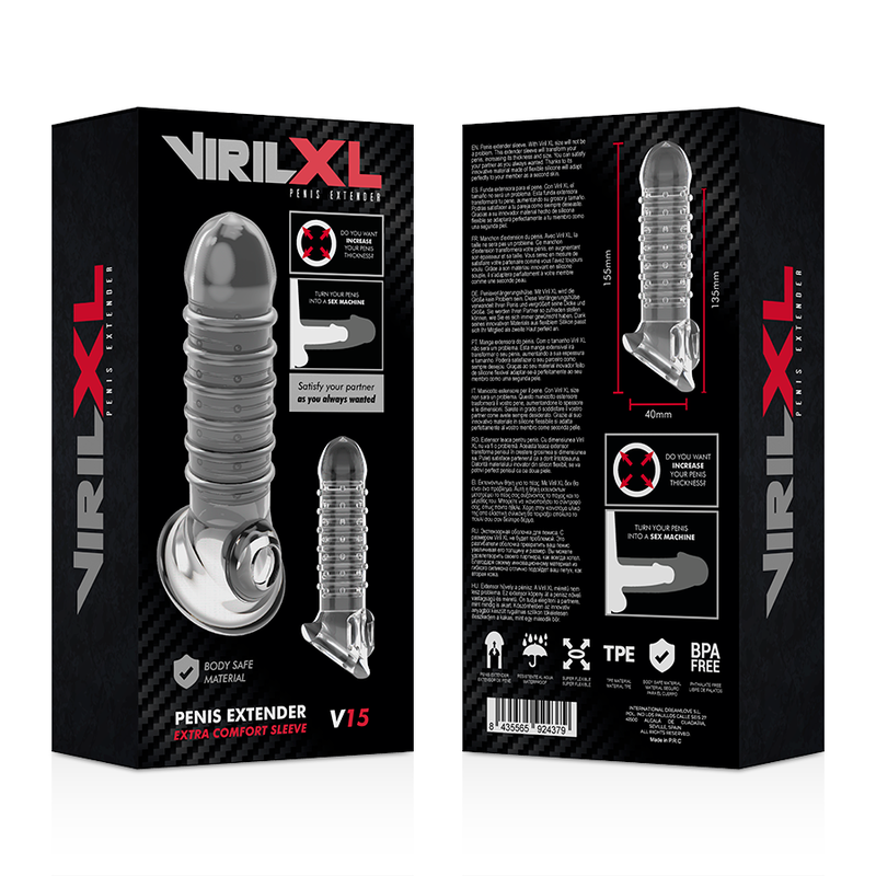 VIRILXL - V15 TRANSPARENT PENIS EXTENSION AND SLEEVE